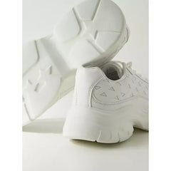 Textured Sneakers with Lace-Up Closure white