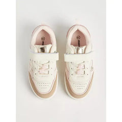 Penguin Print Sneakers with Hook and Loop Closure cream