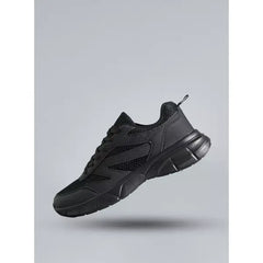 Mesh Sports Shoes with Lace-Up Closure - Black