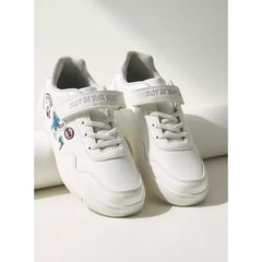 Stitch Applique Sneakers with Hook and Loop Closure White