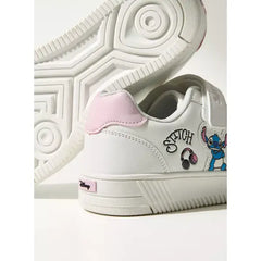 Stitch Applique Sneakers with Hook and Loop Closure White
