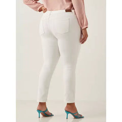MAX FASHION Full Length Skinny Mid-Rise Plain Jeans with Pocket Detail-White