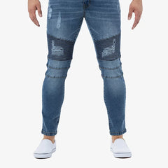X-Ray Men's Rawx Slim Fit Moto Detail Stretch Jeans