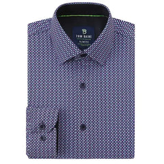 Tom Baine Men's Slim Fit Performance Long Sleeve Printed Dress Shirt