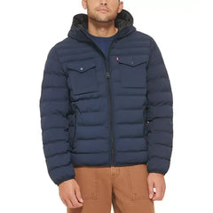 Men's Stretch Hooded Two-Pocket Quilted Jacket