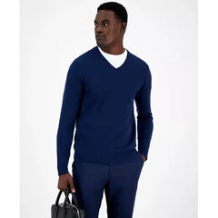 Men's Solid V-Neck Cotton Sweater