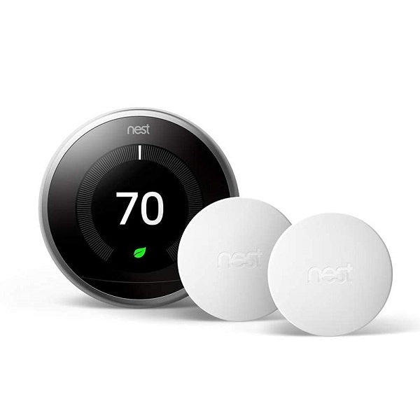 Nest Learning Thermostat 3rd Generation + 2 Temperature Sensors (BH1252-US) Stainless Steel