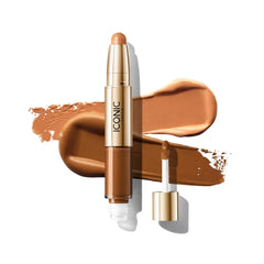 ICONIC LONDON Radiant Concealer & Brightening Duo | Creamy Liquid + Brightening Crayon Dual Ended Concealer, Cruelty Free, Vegan Makeup, 0.08 oz