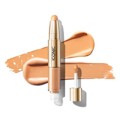 ICONIC LONDON Radiant Concealer & Brightening Duo | Creamy Liquid + Brightening Crayon Dual Ended Concealer, Cruelty Free, Vegan Makeup, 0.08 oz