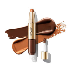 ICONIC LONDON Radiant Concealer & Brightening Duo | Creamy Liquid + Brightening Crayon Dual Ended Concealer, Cruelty Free, Vegan Makeup, 0.08 oz