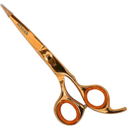 Nixcer Professional Series Sharp Razor Edge Blade, Hair Cutting Scissor 6.5" Gold