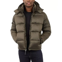 Men's Heavyweight Metallic Finish Hooded Puffer Jacket