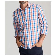 UNTUCKit Men's Regular Fit Wrinkle-Free Hudson Button Up Shirt - Orange