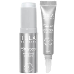 TULA Skin Care 2-Piece Duo Kit – Energizing Eye Balm & Plumping Lip Treatment – Hydrating, Brightening, and Radiance-Boosting Formula