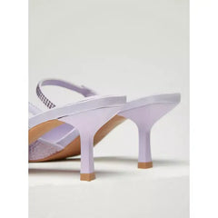 MAX FASHION Embellished Pointed Toe Mules with Stiletto Heels-Purple