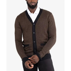 X-Ray Men's Herringbone Cardigan Sweater