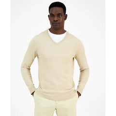Men's Solid V-Neck Cotton Sweater