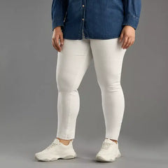 MAX FASHION Plain Skinny Fit Jeans-White