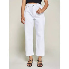 MAX FASHION Plain Straight Fit Jeans-White
