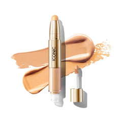 ICONIC LONDON Radiant Concealer & Brightening Duo | Creamy Liquid + Brightening Crayon Dual Ended Concealer, Cruelty Free, Vegan Makeup, 0.08 oz