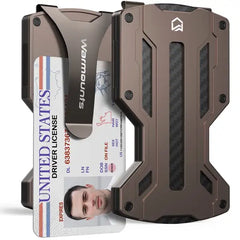 WARMOUNTS Slim Carbon Fiber Wallet for Men - Metal Money Clip & RFID Blocking Card Holder