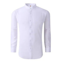 Suslo Couture Men's Slim Fit Solid Performance Collarless Shirt