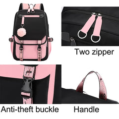 SANMADROLA School Backpack Girls Bookbag, Heavy Duty Kids Backpack 21L Children Schoolbag Bookbag with USB Charge Port