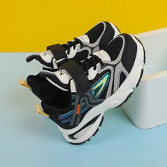 PATPAT Kids Girl/Boy Sporty Solid Casual Fabric Stitching Velcro Shoes Black