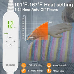 First Aid 12-Level Electric Heating Pad - Pain Relief for Back, Waist, Abdomen, Shoulders & Neck