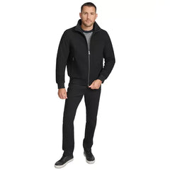 Men's Wool Bomber Jacket With Knit Trim