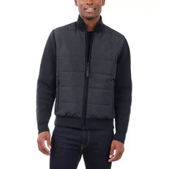 Men's Mixed-Media Knit-Sleeve Puffer Jacket
