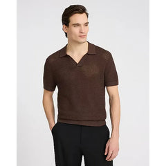Express Cotton Open Knit Pointelle Johnny Collar Short Sleeve Sweater Polo
