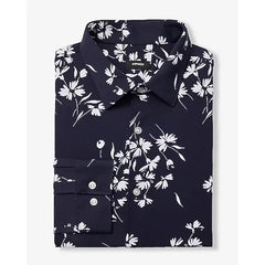 Express Slim Contrast Floral Stretch Modern Tech 1MX Dress Shirt