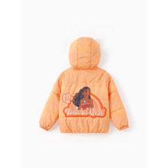 PATPAT Disney Princess Toddler Girl 1pc Ariel/Moana/Rapunzel/Aurora Plush Edge Hooded Jacket Coat orange