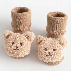 PATPAT Baby/toddler likes Cute doll terry thick mid-tube non-slip toddler socks Khaki