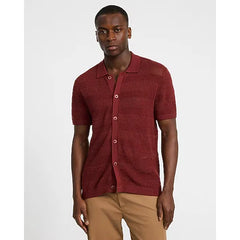 Express Cotton Open Knit Striped Pointelle Sweater Polo