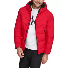 Men's Chevron Stretch Jacket With Sherpa Lined Hood