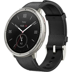 Amazfit Active 2 Round Smartwatch (A2437) - 1.32" AMOLED Display With Premium Black Leather Strap