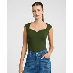 Express Body Contour High Compression Notch Cap Sleeve Bodysuit