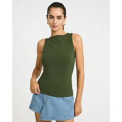 Express Body Contour Light Compression Stretch Cotton Boat Neck Tank