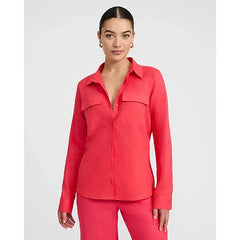 Express Summer Blend Linen Double Flap Pocket Utility Portofino Shirt