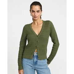 Express Cotton Pointelle VNeck Long Sleeve Lightweight Cardigan