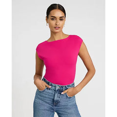 Express Body Contour Stretch Cotton Open Back Bodysuit