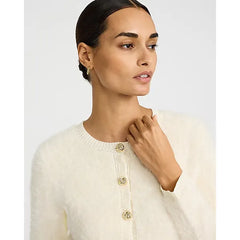 Express Fuzzy Crew Neck Novelty Button Cardigan
