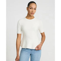 Express Airy Soft Crew Neck Short Sleeve Peplum Sweater