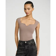 Express Body Contour High Compression Notch Cap Sleeve Bodysuit