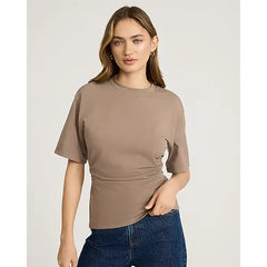 Express Stretch Cotton Short Sleeve Ruched Waist Tee