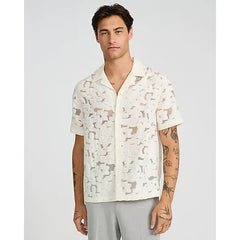 Express Textured Sheer Floral Jacquard Short Sleeve Shirt