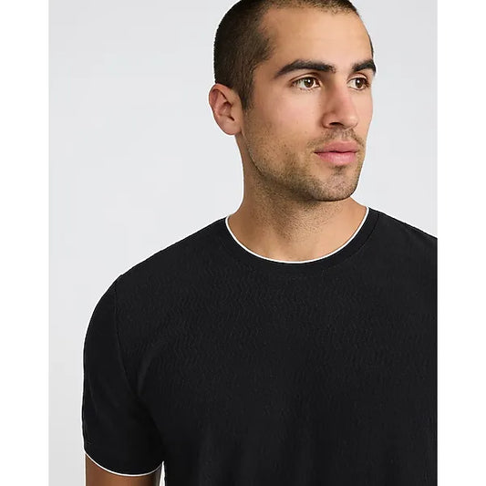 Express Textured Contrast Trim Perfect Fit Premium Weight Crew Neck T-Shirt