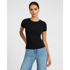 Express Essential Fitted Ribbed Crew Neck Short Sleeve Tee